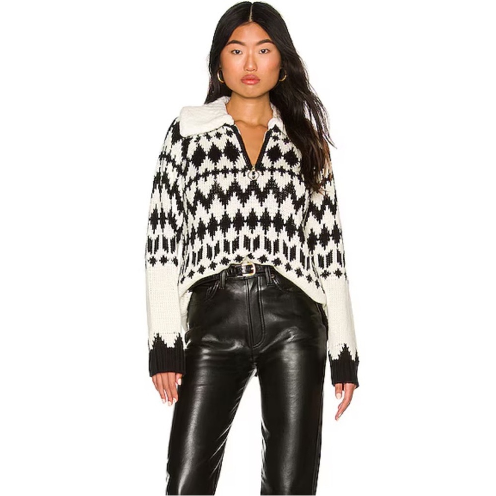 Show Me Your MuMu Black and White Cowl Neck Sweater